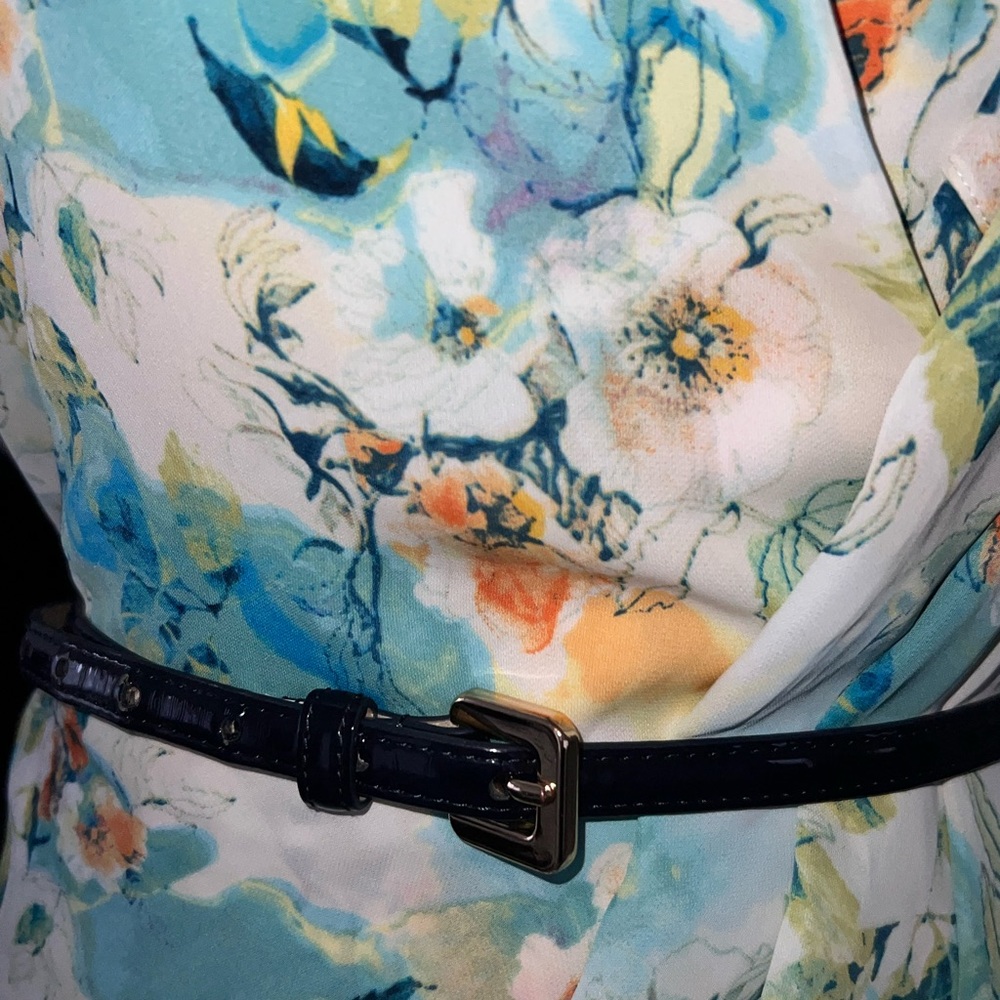 Robert Rodriguez Dress Medium S Floral Print Faux Wrap Draped Cap Sleeves - Picture 10 of 12